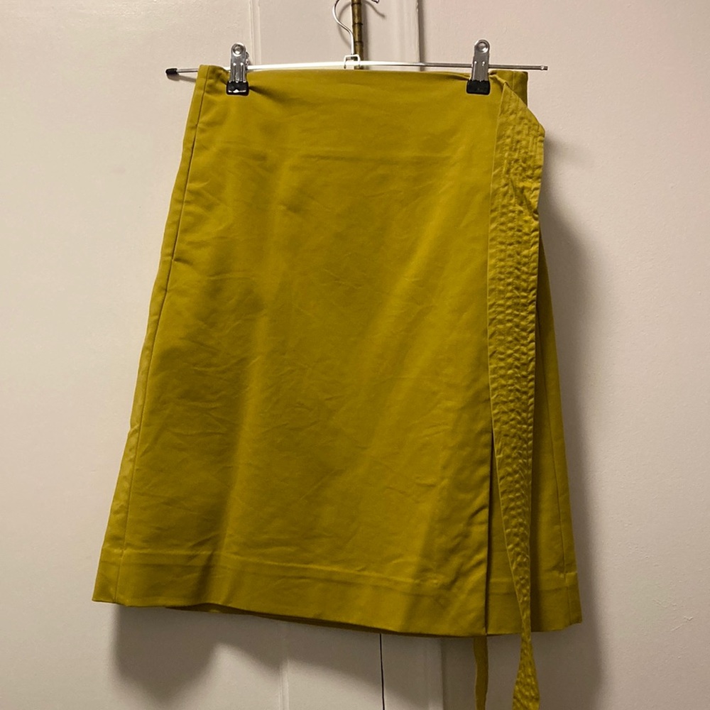 COS Wraparound Skirt in Chartreuse/Pear